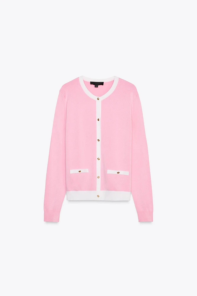 GILET EN MAILLE BORDS ASSORTIS