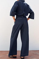 PANTALON WIDE LEG TAILLE HAUTE À PINCES