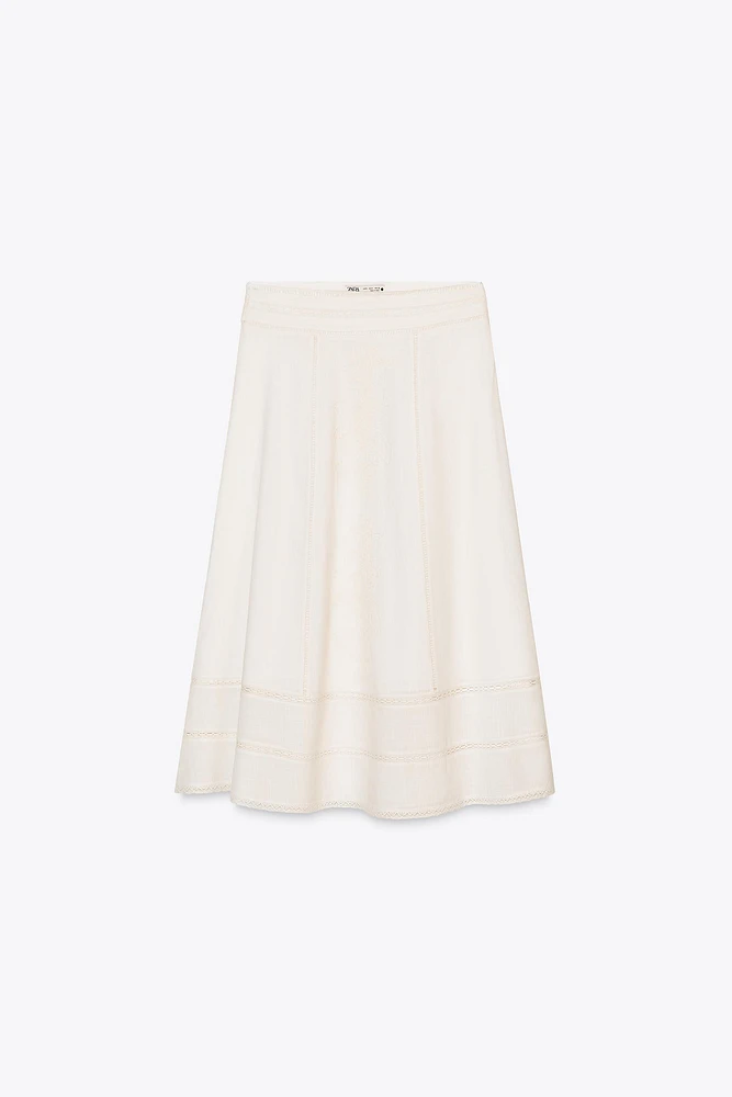 ZW COLLECTION EMBROIDERED MIDI SKIRT