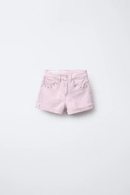 STUDDED DENIM BERMUDA SHORTS