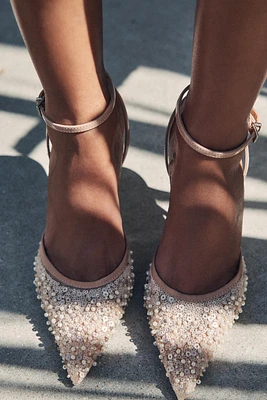 GLITTER MESH SLINGBACK HEELS