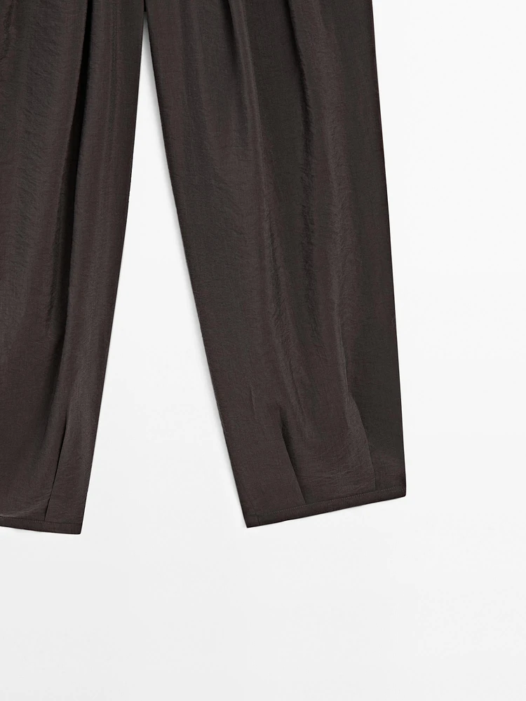Voluminous silk blend trousers