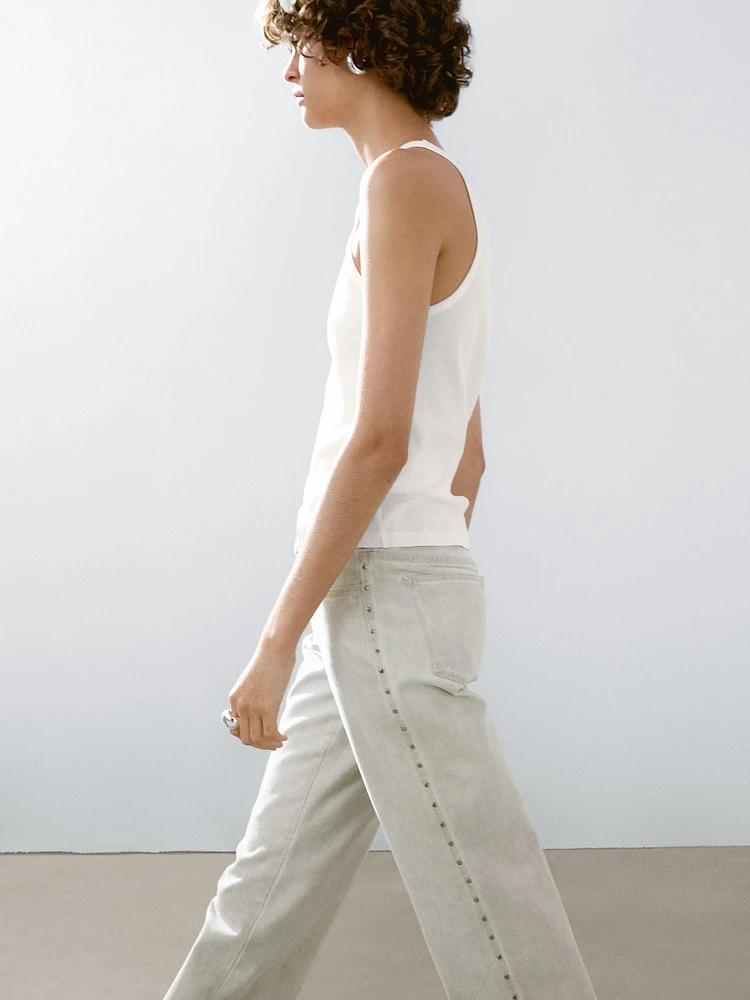 Straight-leg trousers with studs