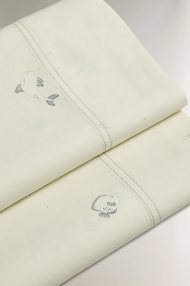 DRAP DE DESSUS ENFANT IMPRIMÉ MARIN