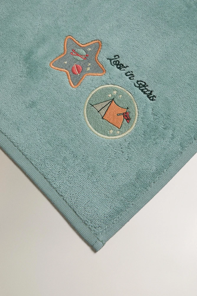 SERVIETTE DE BAIN ENFANT VELOURS PATCHWORK ESPACE