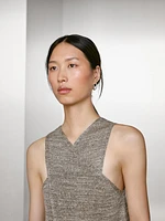 Top cache-cœur à encolure américaine en lin mélang
