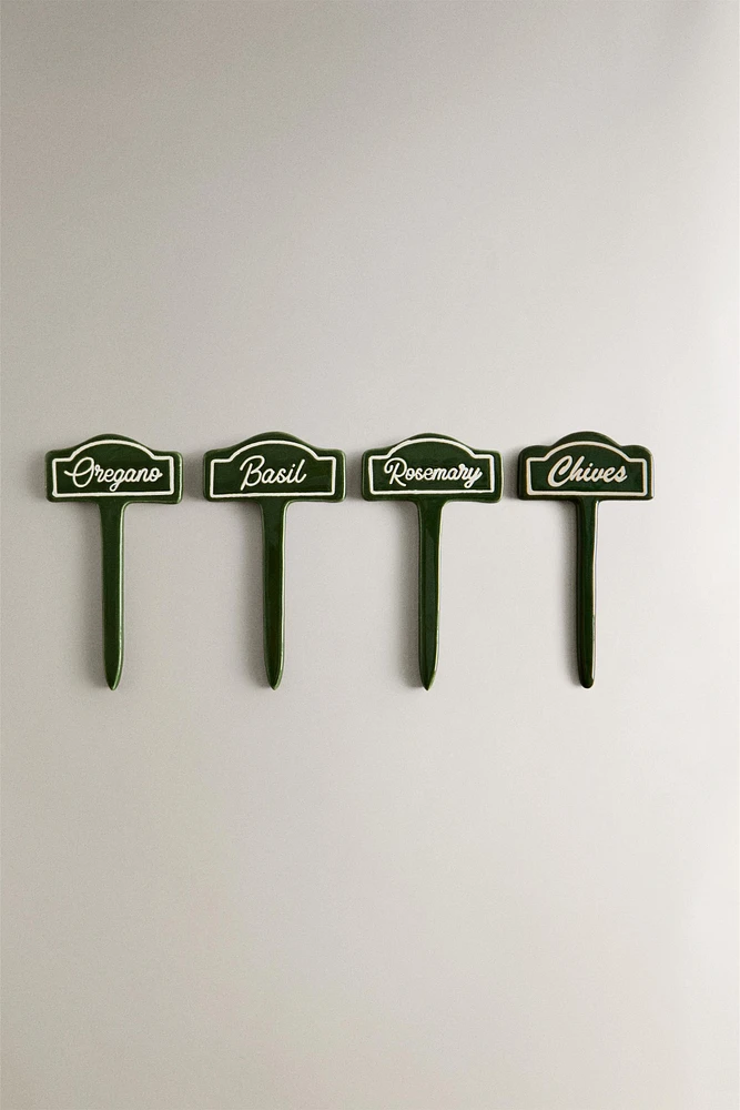 SET OF CERAMIC GARDEN PLANT MARKERS (SET OF 4)
