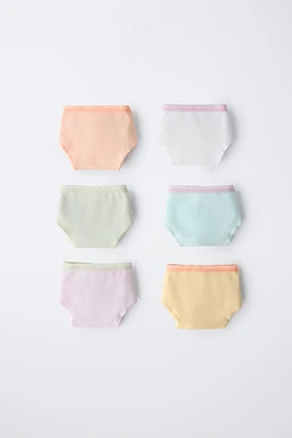 AGES 6-14/ SIX-PACK OF SPARKLY FRUIT PRINT BRIEFS