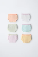 AGES 6-14/ SIX-PACK OF SPARKLY FRUIT PRINT BRIEFS