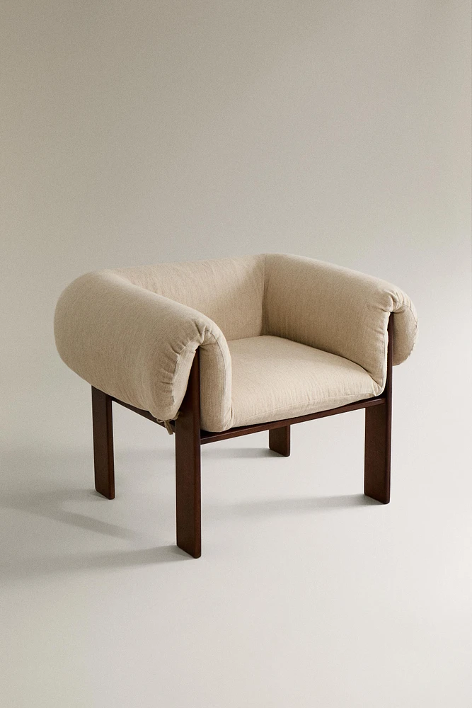 WOODEN ACCENT CHAIR WITH ARM RESTS
