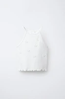 BUTTERFLY AND FLOWER RIBBED TOP