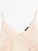 Semi-sheer lace camisole top