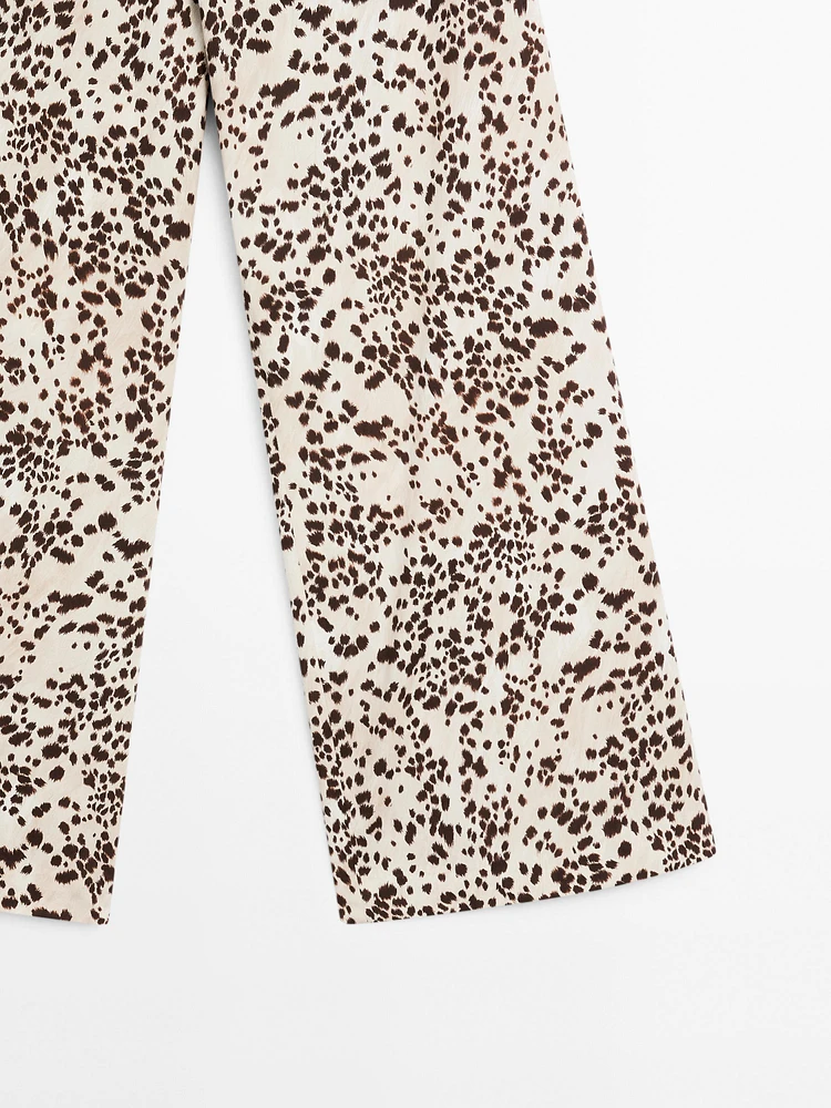 Pantalon droit imprimé animal