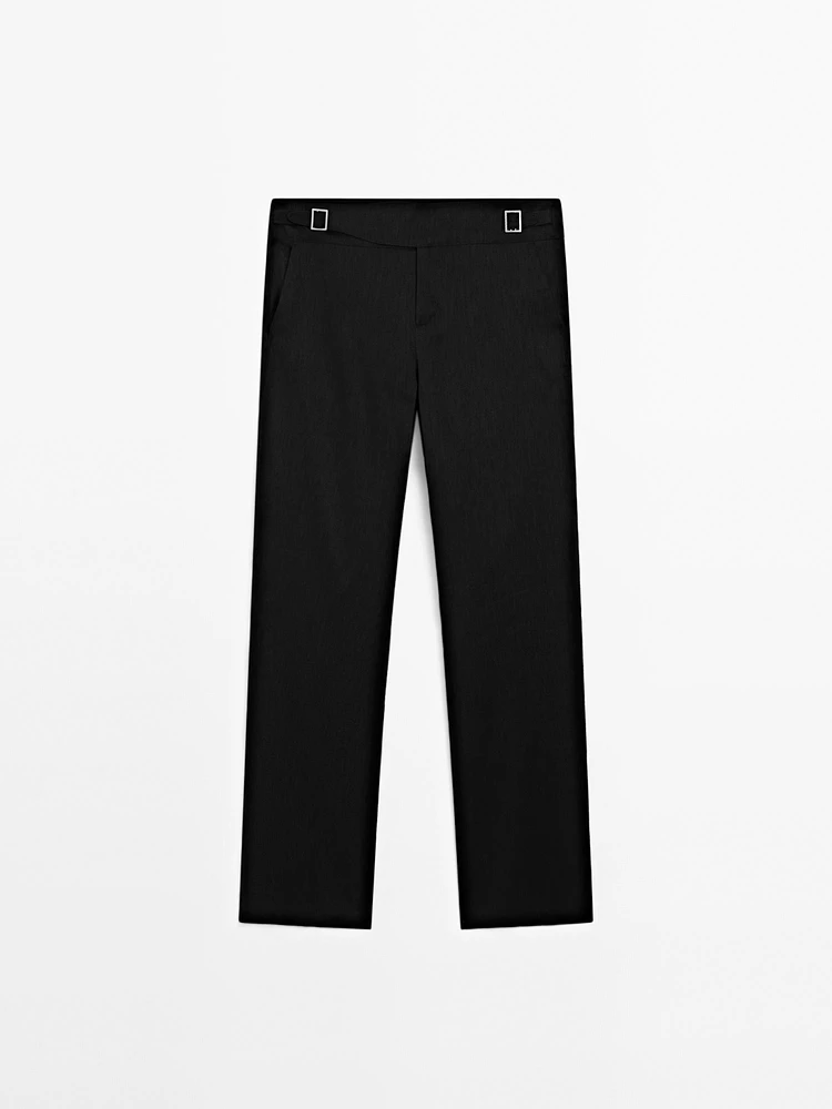 Straight-leg low-rise stretch trousers