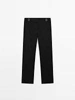 Straight-leg low-rise stretch trousers