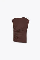 DRAWSTRING RUCHED T-SHIRT