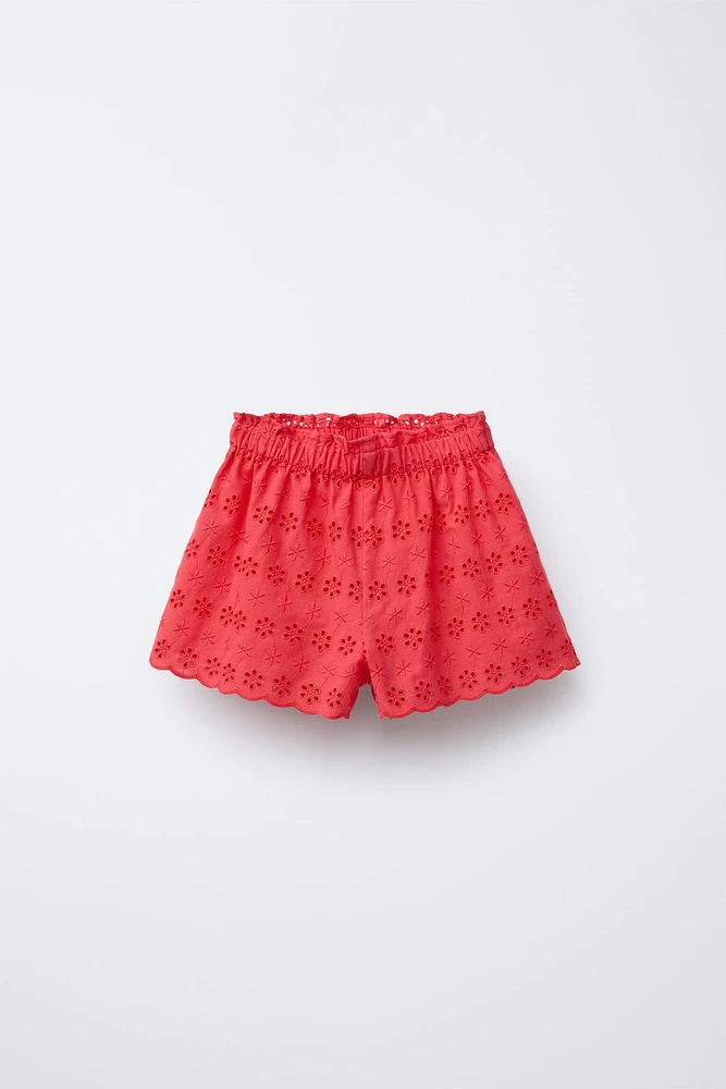 BERMUDA HIGH WAIST FLEURS BRODÉES