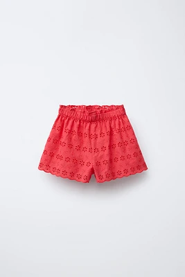 BERMUDA HIGH WAIST FLEURS BRODÉES