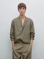 Chemise col mao lin délavé