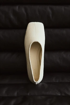 FAUX FUR LEATHER BALLET FLATS