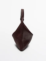 Grand sac cabas tressé en cuir nappa