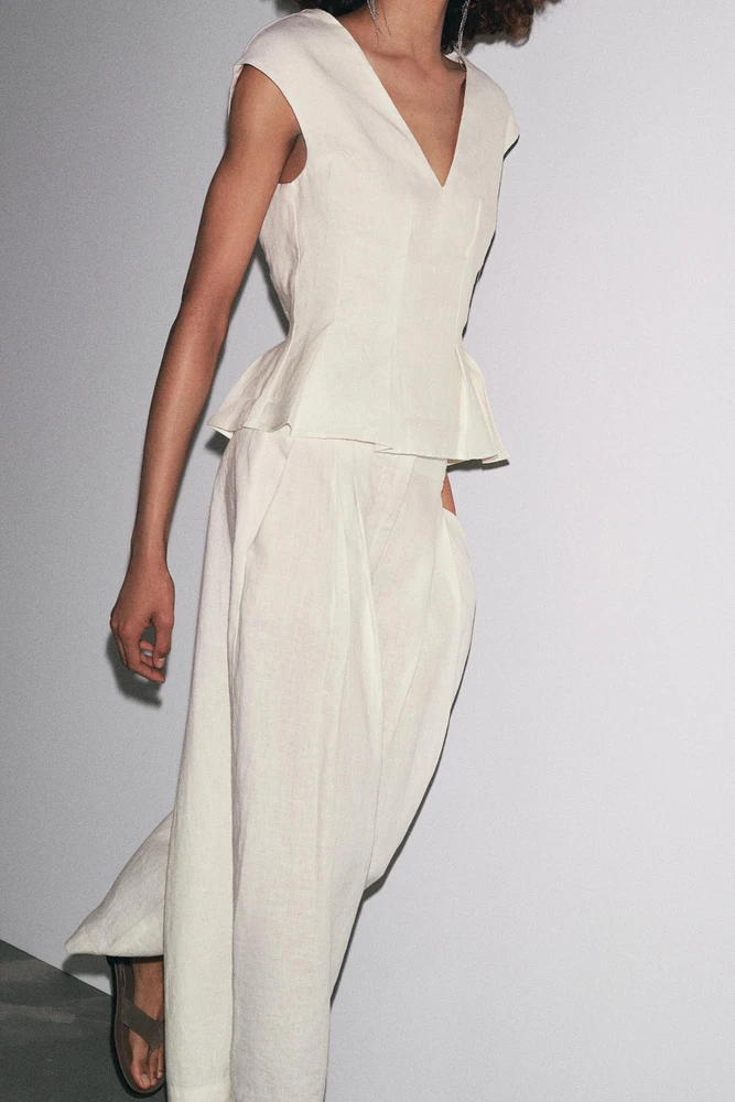 100% LINEN PLEATED TOP ZW COLLECTION