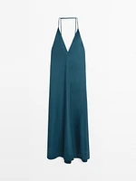 Robe longue fluide à col en V