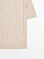 Ribbed knit polo shirt