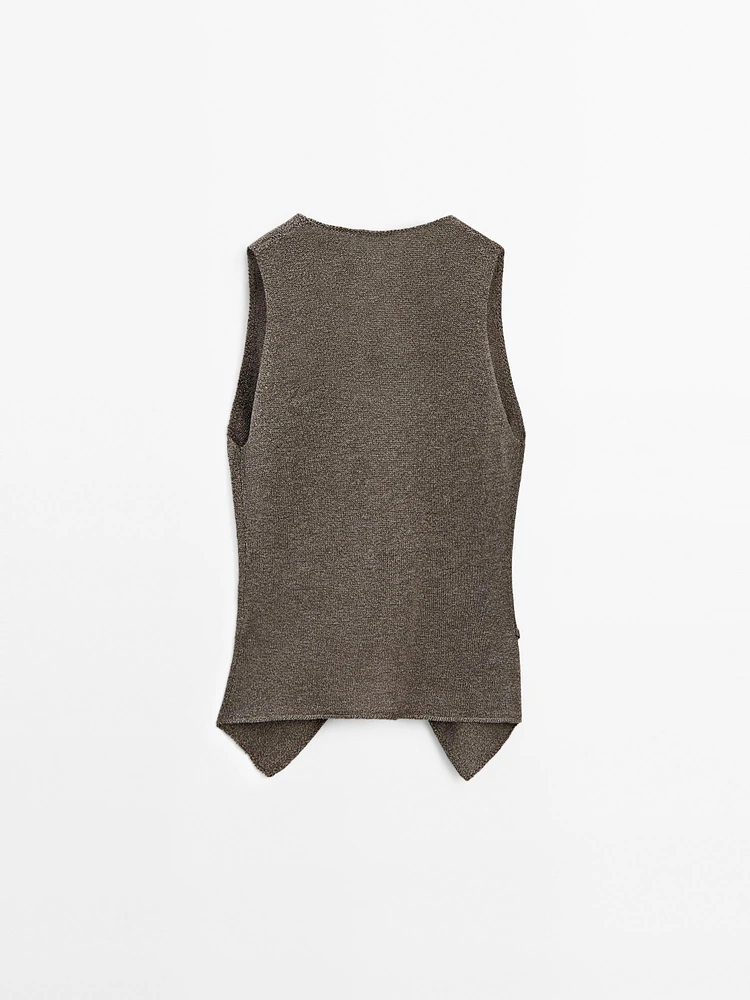 Veste sans manches cache-cœur en maille moulinée