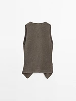 Veste sans manches cache-cœur en maille moulinée