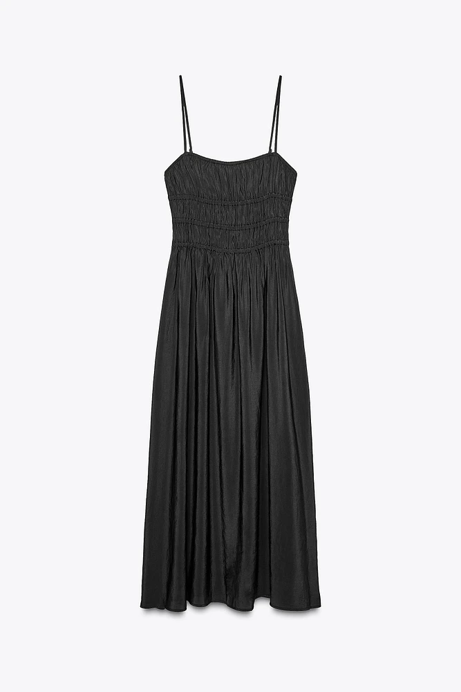 FLOWY ELASTIC MIDI DRESS