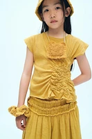 T-SHIRT AVEC ÉLASTIQUE LATÉRAL EN COTON ET LIN X FANGLU LING