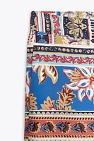PATCHWORK PRINT WIDE LEG PANTS