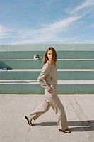 STRAIGHT LEG HERRINGBONE PANTS