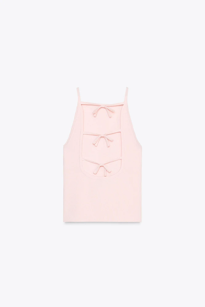 TIE CUT OUT KNIT TOP