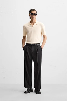 VISCOSE BLEND KNIT POLO SHIRT