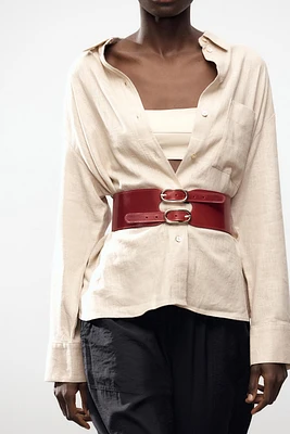 DOUBLE BUCKLE SASH BELT
