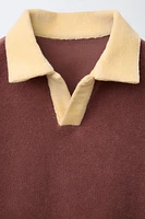 CONTRAST COLLAR TERRY POLO SHIRT