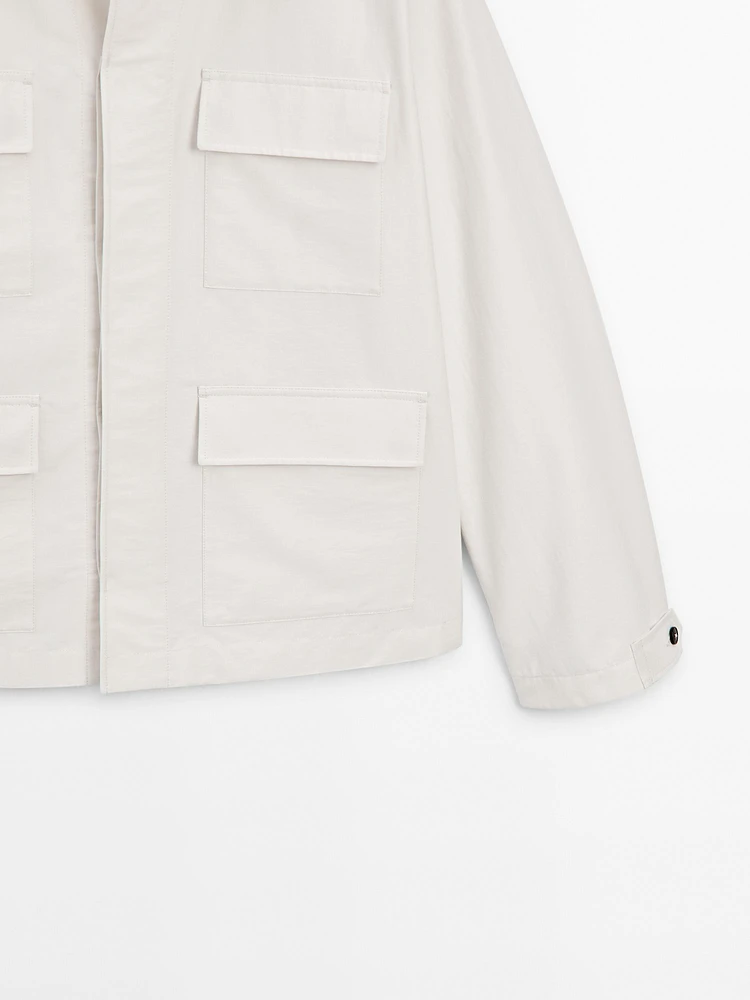 Cotton blend jacket with pockets