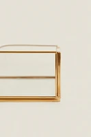 GLASS NAPKIN HOLDER WITH METAL TRIM