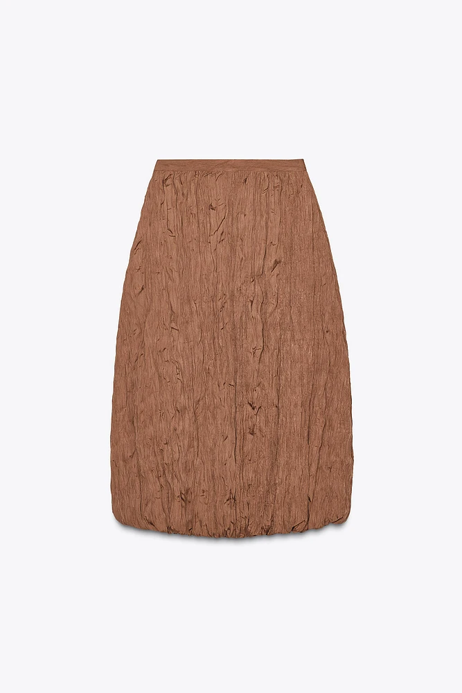 WRINKLED EFFECT BALLOON MIDI SKIRT