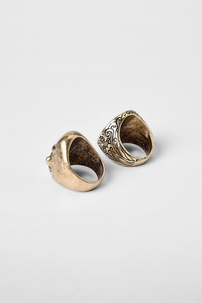 2-PACK OF SKULL-HEWN RINGS KATE MOSS X ZARA
