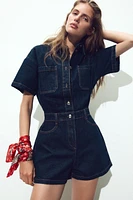 Z1975 SHORT SLEEVE DENIM JUMPSUIT