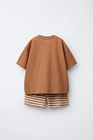 STRIPED TOWEL T-SHIRT AND BERMUDA SET