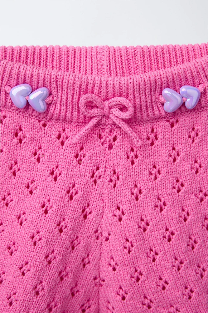 BEADED KNIT SHORTS