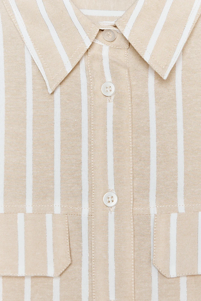 METALLIC THREAD STRIPED CROP TOP