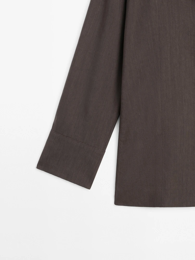 Blazer fluide en lin mélangé