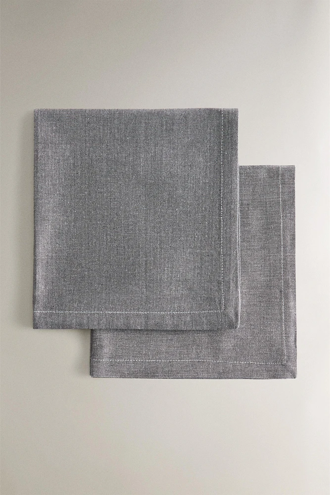 SERVIETTE DE TABLE COTON CHINÉ (LOT DE 2)