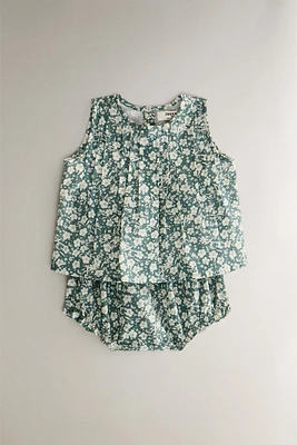 CHILDREN’S COTTON TROPICAL FLOWER BABY CLOTHING SET (SET OF 2)