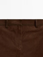 Suede leather mini skirt